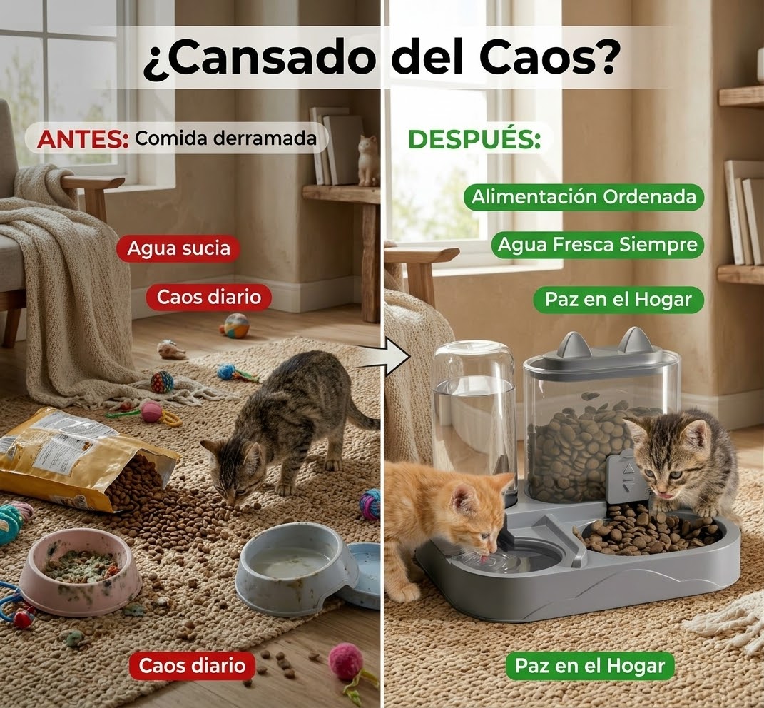 Comedero y Bebedero Antiderrame para Gatos