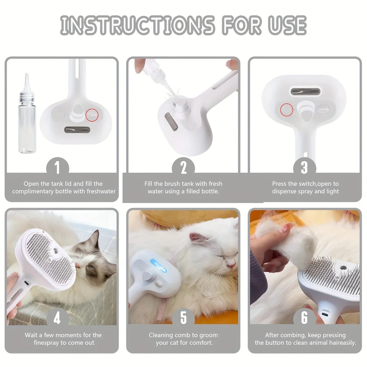 Cepillo de Vapor para Mascotas - Limpieza Suave sin Estrés
