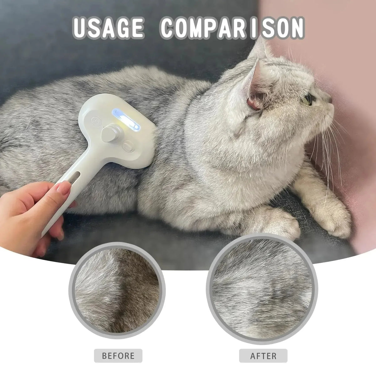 Cepillo de Vapor para Mascotas - Limpieza Suave sin Estrés